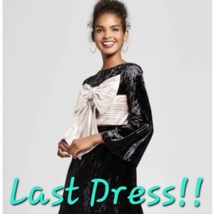 Xhilaration 🐈‍⬛ Velvet Silver Bow Cocktail Dress